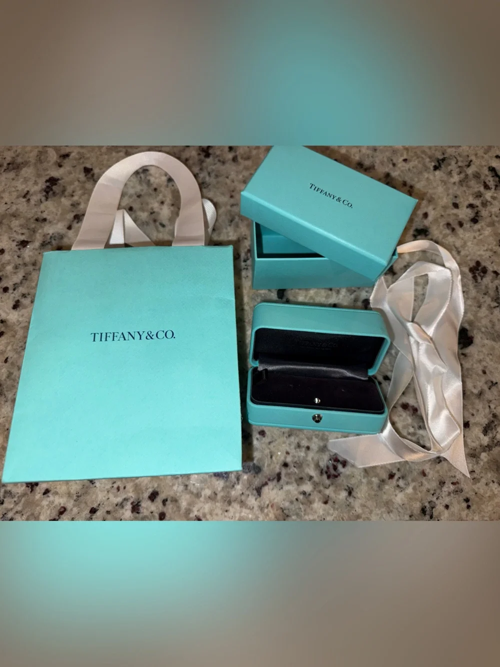 Tiffany & Co. Earring Jewelry Box, Gift Box, Shopping Bag & Ribbon Set